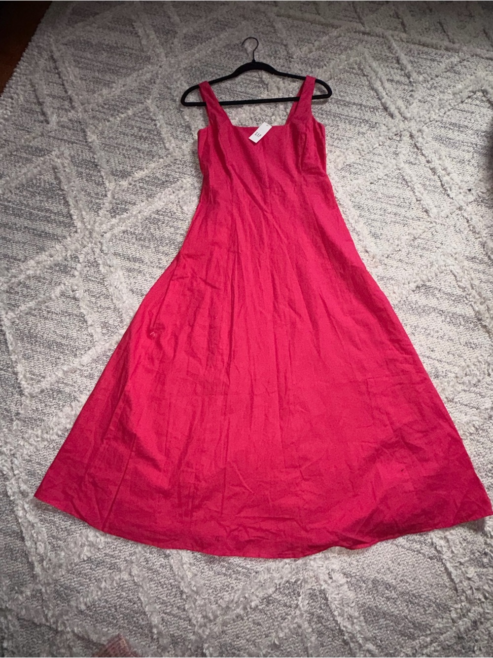 GAP Raspberry Pink Square-Neck Midi Dress - Picture 3 of 6